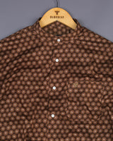 Sepon Brown Sand Suzani Printed Cotton Shirt