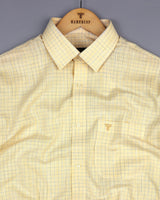 Spello Yellow With Gray Check Amsler Linen Cotton Shirt