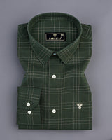 Reston Green With Cream Linen Cotton Check Shirt