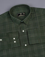 Reston Green With Cream Linen Cotton Check Shirt