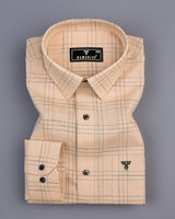 Reston Cream With Green Linen Cotton Check Shirt