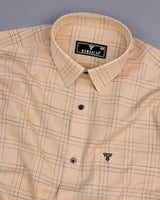 Reston Cream With Green Linen Cotton Check Shirt