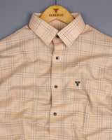 Reston Cream With Green Linen Cotton Check Shirt