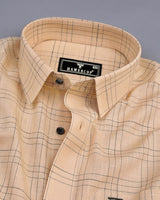 Reston Cream With Green Linen Cotton Check Shirt