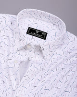 Denver White With Green And Pink Printed Satin Cotton Shirt