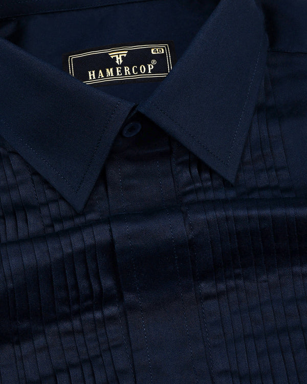 NavyBlue Soft Touch Satin Designer Tuxedo Shirt