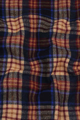 Brown with blood red and dark blue brushing check shirt