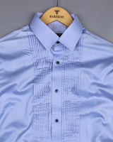 SkyBlue Soft Touch Satin Designer Tuxedo Shirt