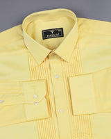 Lemon Yellow Soft Touch Satin Designer Tuxedo Shirt