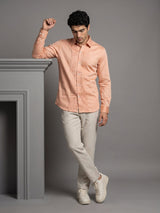 Pale Orange Soft Touch Satin Designer Tuxedo Shirt