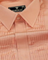 Pale Orange Soft Touch Satin Designer Tuxedo Shirt
