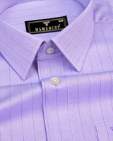 Pastel Purple Self Stripe Dobby Texture Cotton Shirt