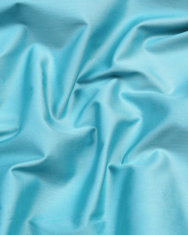 Beach Aqua Blue Soft Touch Satin Premium Cotton Shirt