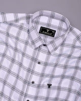 White With Black Twill Check Soft Cotton Formal Shirt