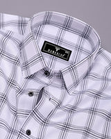 White With Black Twill Check Soft Cotton Formal Shirt