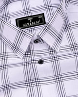 White With Black Twill Check Soft Cotton Formal Shirt