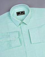 Celadon Green Small Dobby Square Check Cotton Shirt