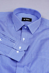 White with Royal blue square printed shirt