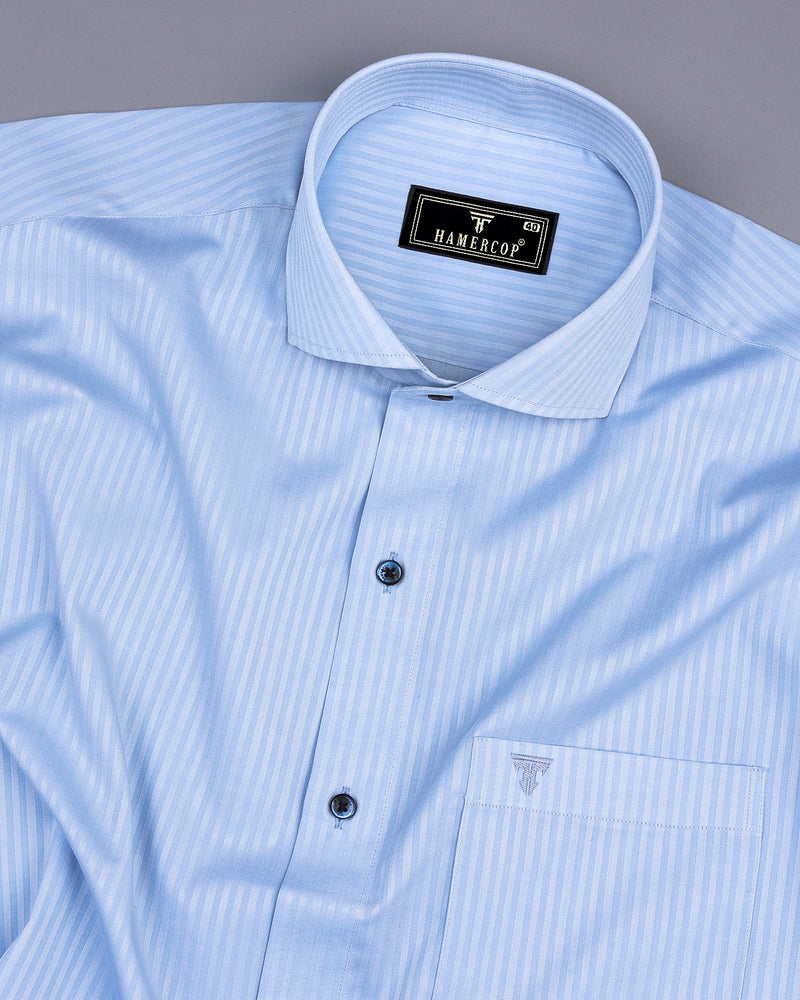 Light SkyBlue Self Stripe Premium Dobby Giza Cotton Shirt
