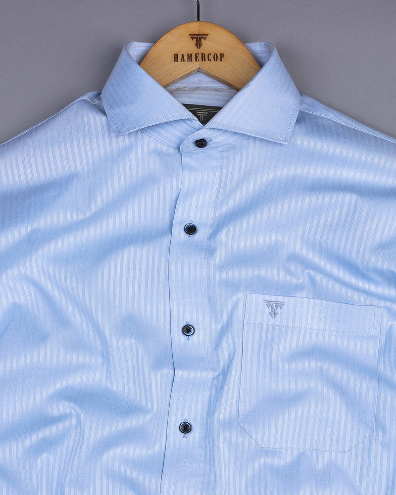 Light SkyBlue Self Stripe Premium Dobby Giza Cotton Shirt