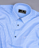Baby Blue With White Weft Stripe Dobby Cotton Shirt