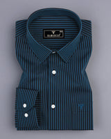 Estonia Blue With Black Dobby Stripe Cotton Shirt