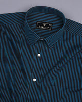 Estonia Blue With Black Dobby Stripe Cotton Shirt