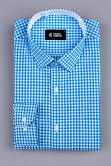 Bright blue with white gun club check shirt