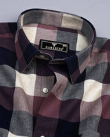 Quantum Purple MultiColor Sudoku Check Dobby Cotton Shirt