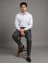 Accent White With Pink Geometrical Printed Satin Cotton Shirt