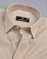 Lolo Cream With White Small Check Oxford Cotton Shirt