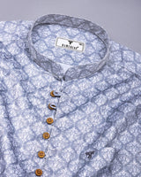 Sea Gray With White Jacquard Shirt Style Kurta