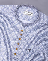 Sea Gray With White Jacquard Shirt Style Kurta