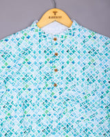 Blossom Blue Embroidery Art Cotton Shirt Style Kurta