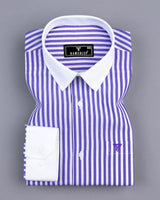 Arctic Purple With White Stripe Designer Cotton Shirt