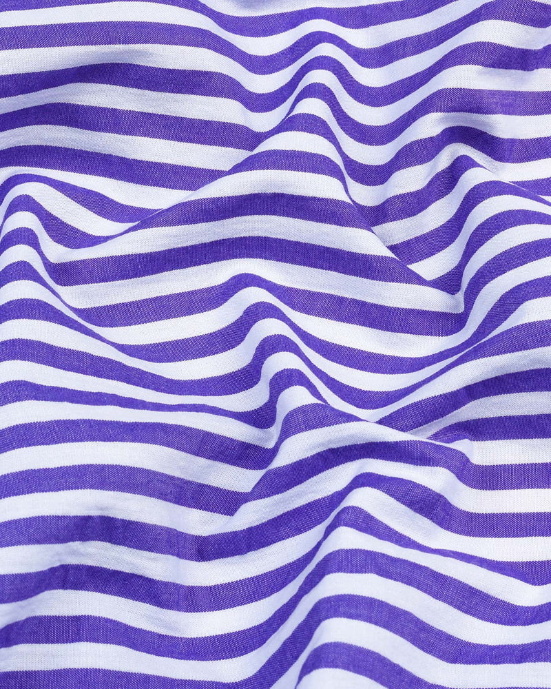 Arctic Purple With White Stripe Designer Cotton Shirt