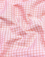Harmony Peach Checked Dobby Cotton Formal Shirt