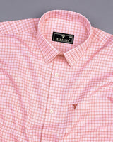 Harmony Peach Checked Dobby Cotton Formal Shirt