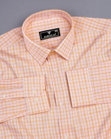 Harmony Orange Checked Dobby Cotton Formal Shirt
