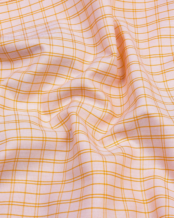 Harmony Orange Checked Dobby Cotton Formal Shirt