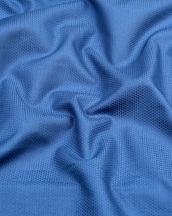 Steel Blue Jacquard Dobby Cotton Shirt
