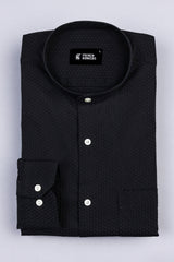 Ink black rhombus shape jacquard cotton shirt
