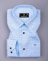 SkyBlue With White Weft Stripe Premium Dobby Cotton Shirt