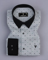 Gray With Black Star Printed Plaid Flannel Designer Cotton Shirt