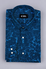 Royal blue with dark blue jacuarad printed shirt