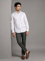 Cornel White With Orange Twill Printed Cotton Shirt
