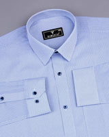 Morden Blue With White Printed Formal Cotton Shirt