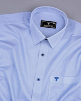 Morden Blue With White Printed Formal Cotton Shirt