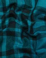 Persian Green With Black Twill Check Plaid Flannel Cotton Shirt