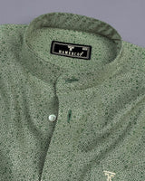 Kiwi Green With Cream Printed Cotton Shirt